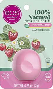 EOS, Balm Labial 100% Natural e Orgânico, Sorbet de Morango, 7 g