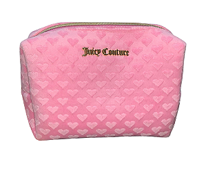 Bolsa de maquiagem Juicy Couture em veludo rosa com coração