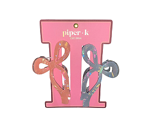 Presilhas de cabelo Piper K com pérolas e fita rosa - Kit com 2und