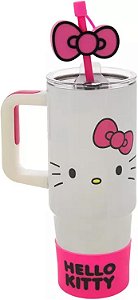 Copo térmico Hello Kitty da Hobby Lobby em aço inoxidável com canudo, base antiderrapante, 887 ml