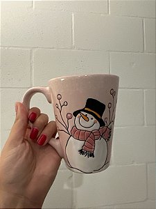 Caneca de Cerâmica Rosa Snowman