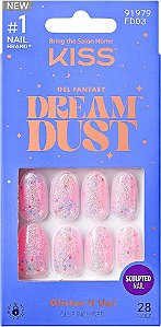 KISS Gel Fantasy Dreamdust, unhas de pressão, rosa claro, tamanho médio