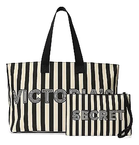 Kit Bolsa Maxi Tote Victória's Secret listrada