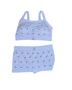 Conjunto Snoopy de Shorts + Topper azul bebê