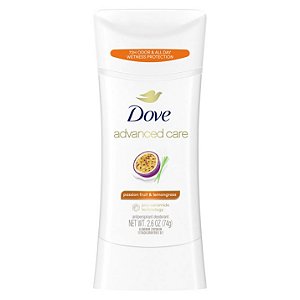 Desodorante em bastão Dove Advanced Care Feminino Maracujá e Capim-limão, 74 g