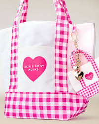 Bolsa Bath and Body Works Pink Gingham com Chaveiro