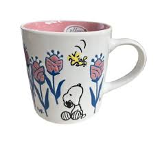 Caneca Cerâmica Americana Snoopy Flores