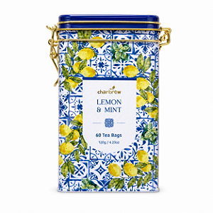 Charbrew Bees & Garden - Chá de Limão e menta em Lata com 60 Saquinhos de Chá