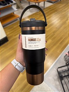 Copo térmico Hydrapeak Nomad Preta de 946 ml com alça e tampa com canudo