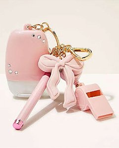 Porta Alcool Gel Chaveiro multifuncional com luz Laço - Bath and Body Works