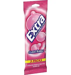 Goma de mascar EXTRA Classic Bubble sem açúcar, 15 unidades (pacote com 3)