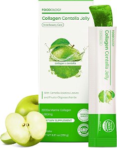 Suplemento Koreano Colágeno Centella (Maçã Verde) – Peptídeo de Colágeno com PDRN – Biotina, Vitaminas A - 10 sachês