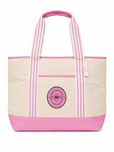 Bolsa Tote Victória's Secret Canvas Rosa e Off White