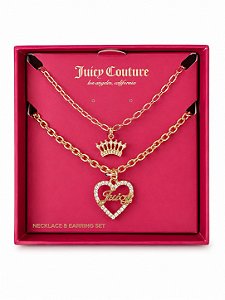 Kit Colar JuicIy Couture com Coração Aberto em Aço Inoxidável