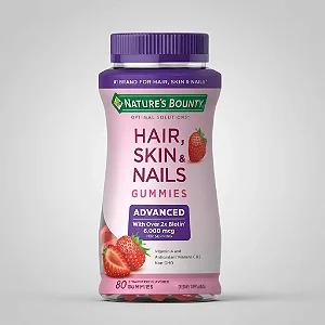 Hair Skin Nails Nature's Bounty Advanced 6000mcg 90 Gummies