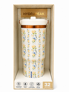 Garrafa Térmico Hydrapeak Floral 32oz (946ml) – Aço Inoxidável com Tampa e Alça