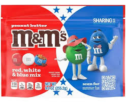 M&M's Peanut Butter Red, White & Blue Mix – Chocolate com Recheio de Pasta de Amendoim 255,2g