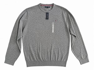 Suéter Tommy Hilfiger Gola Careca Cinza Mescla - Tam:GG