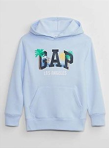 Moletom com Capuz e Logo City da Gap Azul Claro - Tam: M