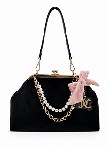 Bolsa Feminina Juicy Couture Preta com Pérolas e Laço