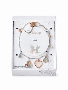 Pulseira em Prata Disney Minnie Mouse com Pingentes de Cristais – Ajustável