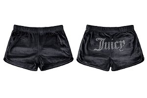 Shorts Juicy Couture Plush Preto com Strass – Tam:GG