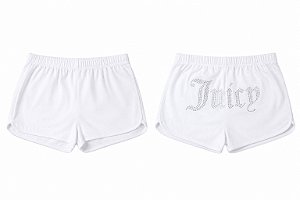 Shorts Juicy Couture Plush Branco com Strass – Tam: G