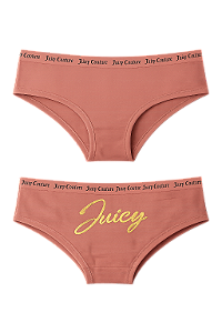 Calcinha Algodão com Costura Juicy Couture Marrom Claro - Tam:GG