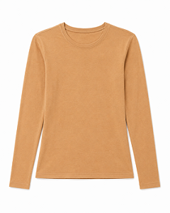 Camiseta GAP gola redonda em malha waffle Marrom Claro - Tam: