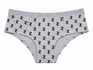 Calcinha Algodão com Costura Juicy Couture Cinza Monogramada - Tam:G