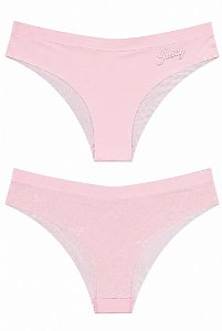 Calcinha Juicy Couture em Microfibra com Renda Floral Rosa Claro Tam: P