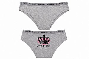 Calcinha Algodão com Costura Juicy Couture Cinza Coroa - Tam:G