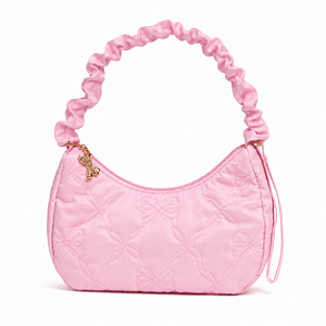 Bolsa de Ombro LoveShackFancy x Yoobi Rosa Matelassê com Alça Franzida | Shoulder Bag Premium Importada