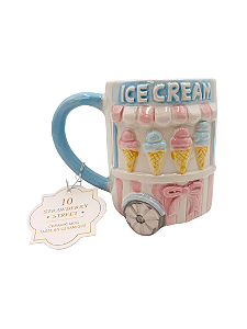 Caneca de cerâmica Strawberry Street Ice Cream Truck rosa pastel azul 3D