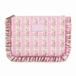 Necessaire LoveShackFancy x Yoobi Floral Rosa com Babados | Porta Maquiagem e Organizador Multiuso