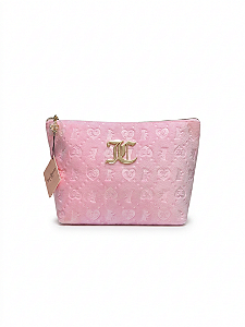 Necessaire Juicy Couture Rosa Matelassê com Monograma e Logo Dourado | Necessaire Feminina Premium