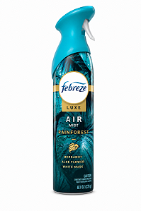 Febreze Luxe Air Mist Rainforest – Aromatizador de Ambientes Spray Bergamota, Flor de Aloe e Musk Branco | 230 g