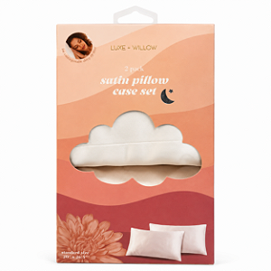 Fronha de Cetim Luxe + Willow – Kit com 2 Unidades (Tamanho Padrão) - Branco Pérola