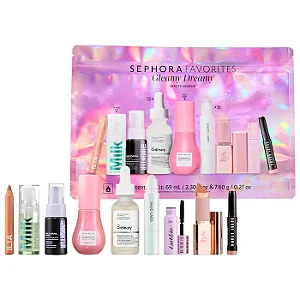 Sephora Favorites Kit Gleamy Dreamy de Maquiagem e Skincare -9 Itens