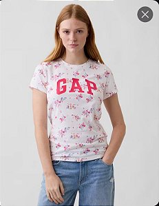 Camiseta Feminina GAP Floral Logo – Off White - Tam:G