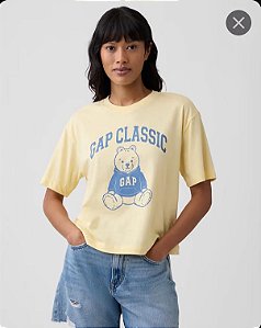 Camiseta Feminina GAP Classic Bear Amarela - Tam:G