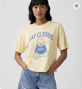 Camiseta Feminina GAP Classic Bear Amarela - Tam:GG