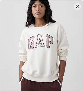 Moletom Feminino GAP Logo Patchwork – Off-White - Tam:M