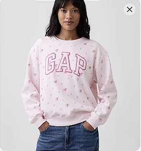 Moletom Feminino GAP Floral Logo – Rosa - Tam:M
