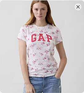 Camiseta Feminina GAP Floral Logo – Off White - Tam:M
