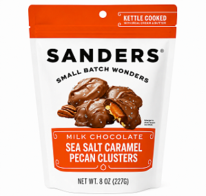 Sanders Milk Chocolate Sea Salt Caramel Pecan Clusters – 227g