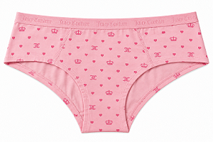 Calcinha Algodão com Costura Juicy Couture Rosa Estampada - Tam:GG