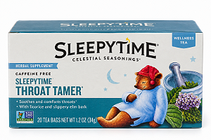 Chá Celestial Seasonings Sleepytime Throat Tamer – Herbal Sem Cafeína 20 Sachês 34g