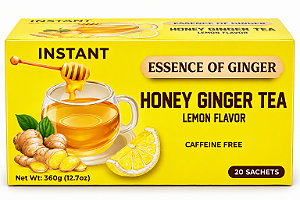 Chá Instantâneo Essence of Ginger Honey Ginger Tea com Mel e Limão – Sem Cafeína 20 Sachês 360g
