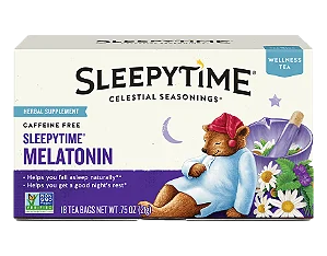 Chá Celestial Seasonings Sleepytime Melatonin com Camomila e Melatonina – 20 Sachês